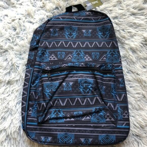 New Hot Topic Marvel Black Panther Geometric Striped Character AOP Backpack - Picture 2 of 6
